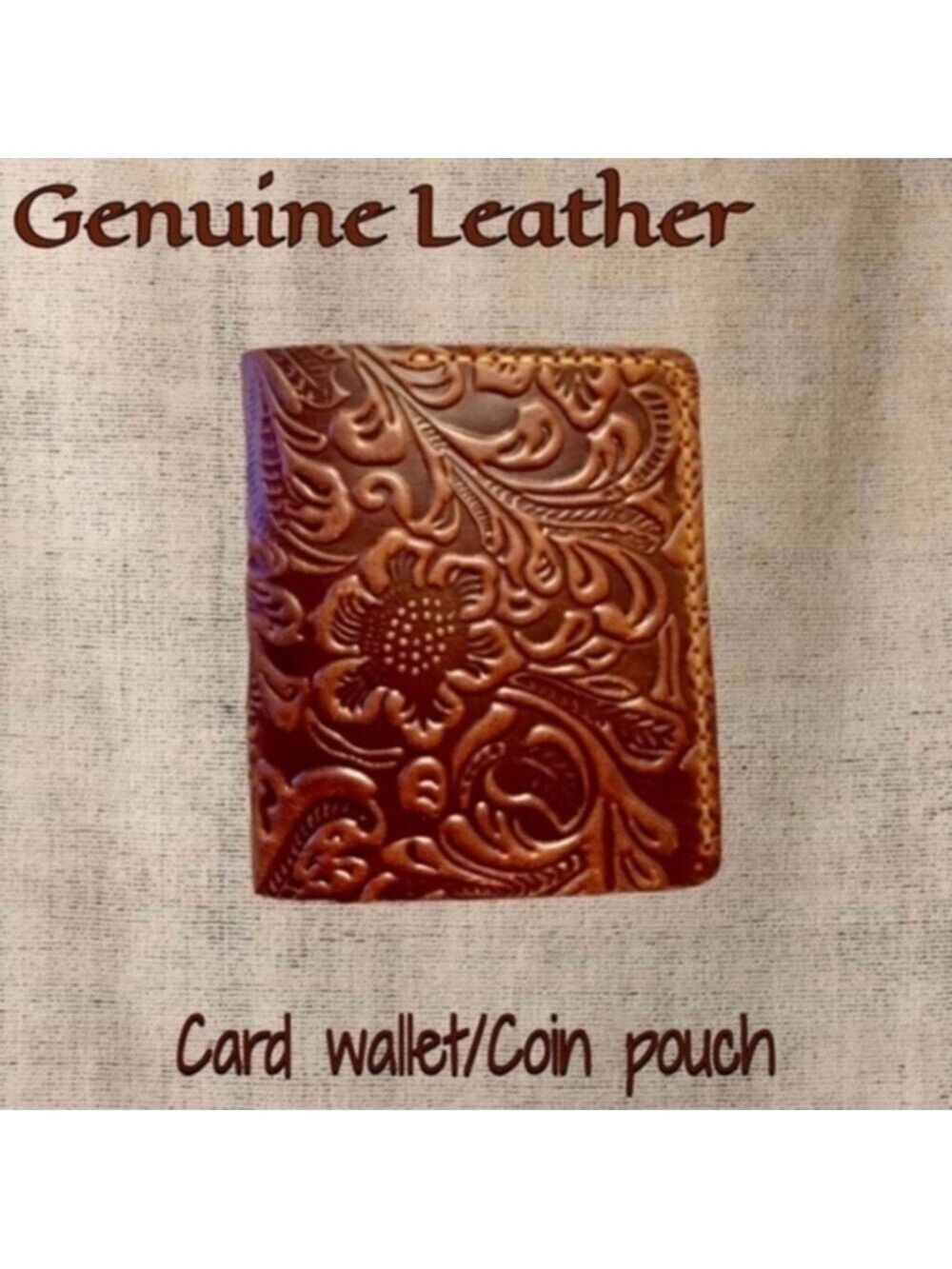 Premium Embossed Handmade Calfskin Leather Compact Wallet w/Coin Pouch NWT
